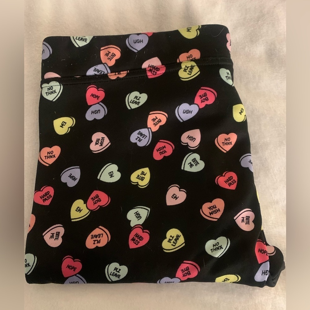 Serra Candy Heart Print Fleece Lined Leggings XL Valentines Galentines - Picture 13 of 13
